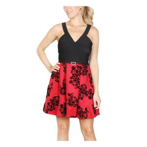 CRYSTAL DOLLS Womens Black Sleeveless Short Fit + Flare Party Dress 17